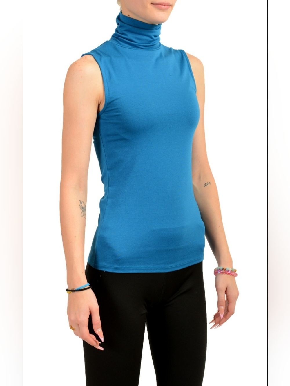 HUGO BOSS | Enani Sleeveless Turtleneck Top | Blue | Small